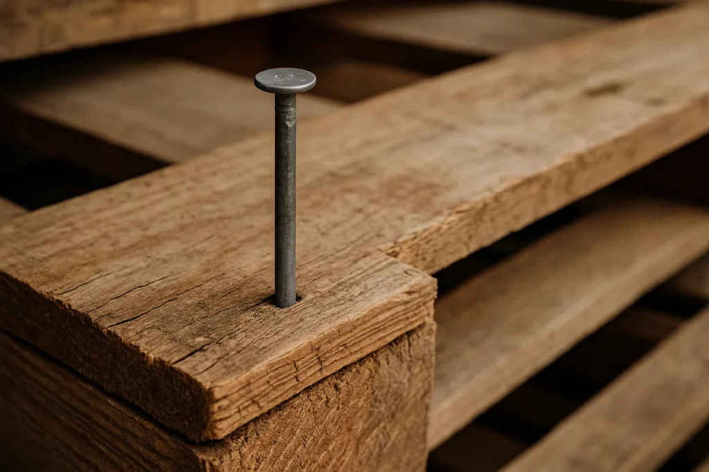 nail in a wooden pallete